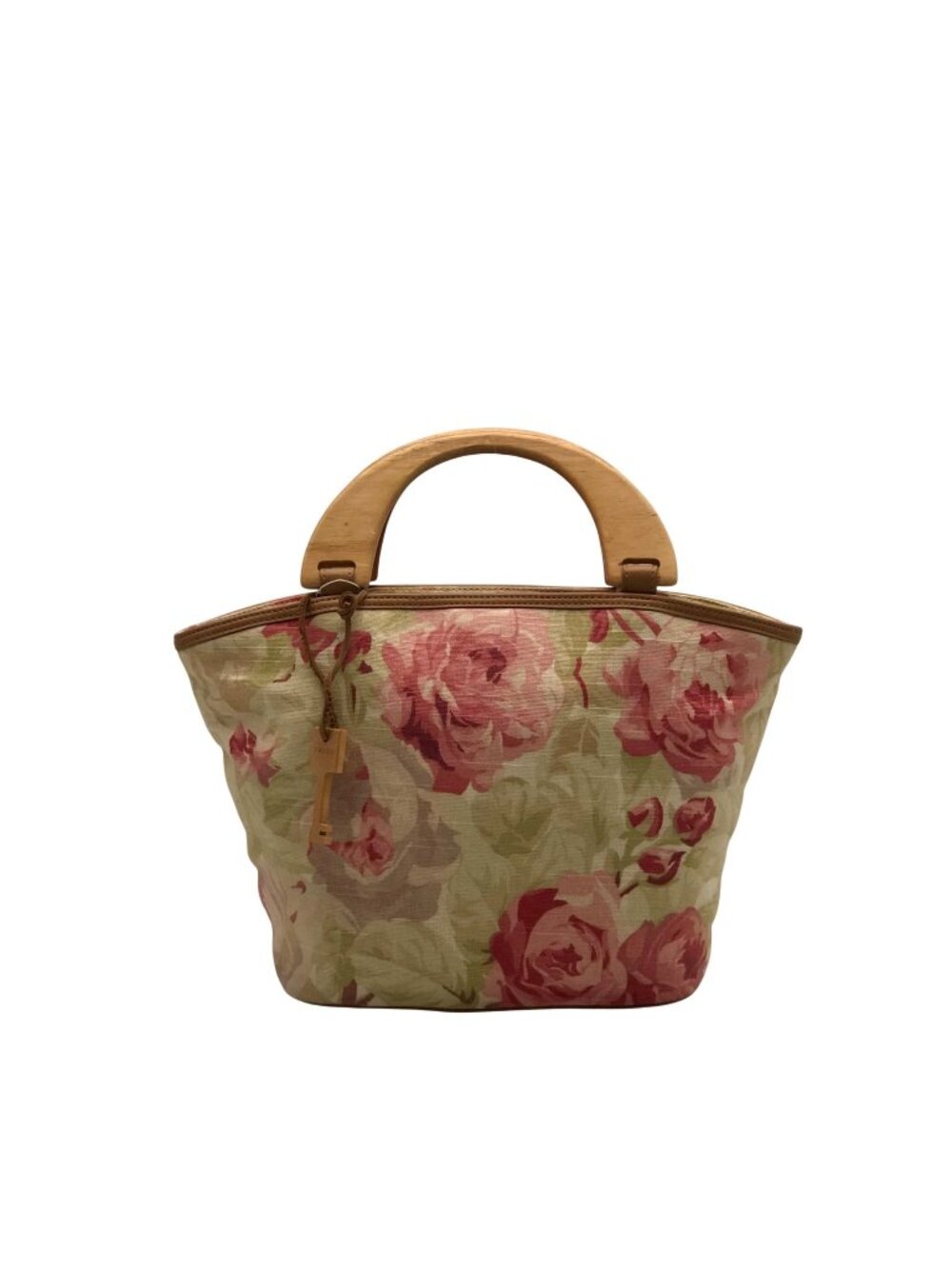 Fossil Vintage Beige And Pink Floral Canvas Handbag